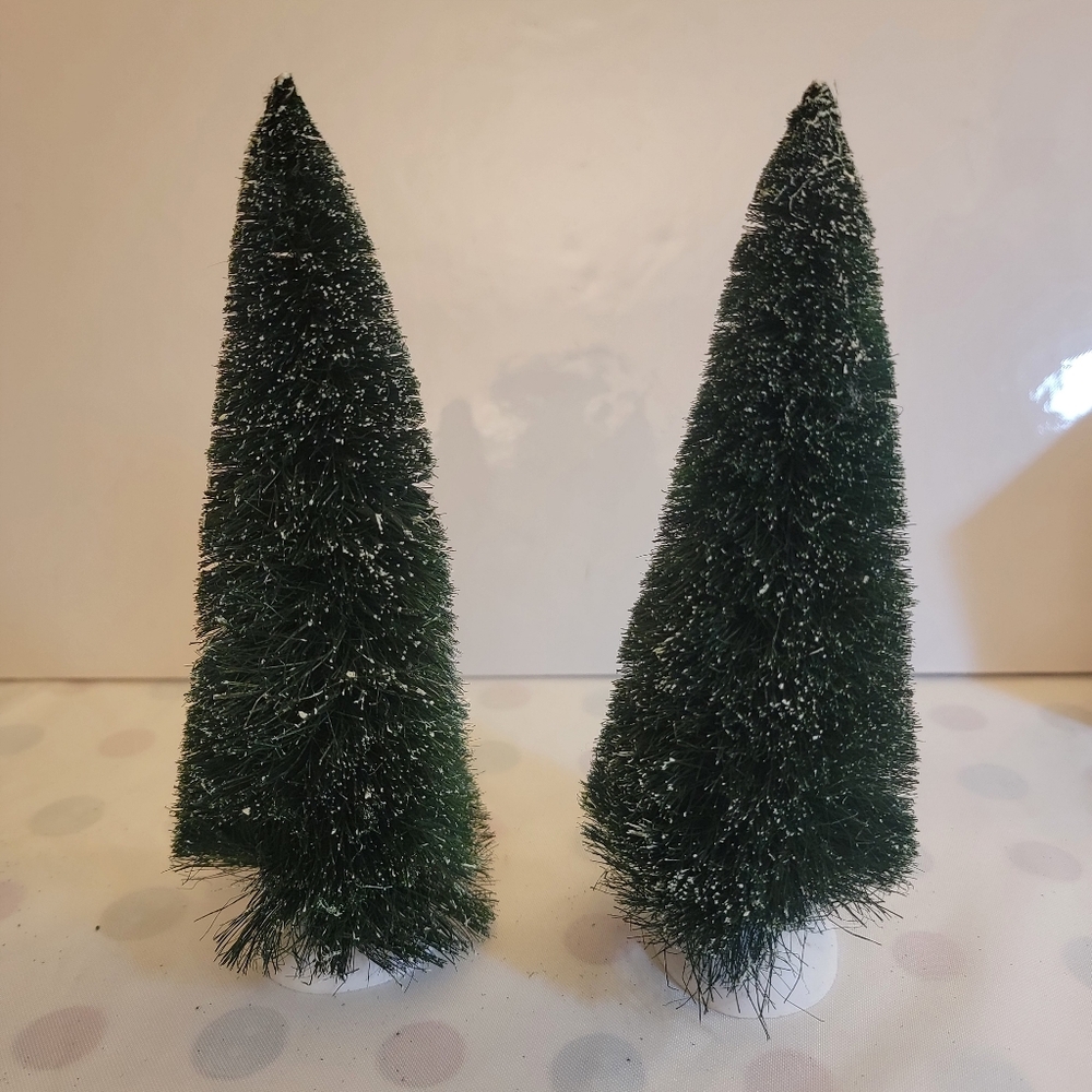 Dept 56 (2) 7.5" Large Bottle Brush Frosted Trees" Village Accessories